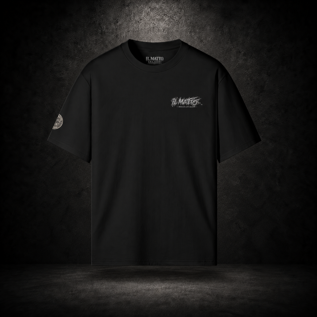IL MATTO Signature Graffiti Black Tee Front — charcoal studio