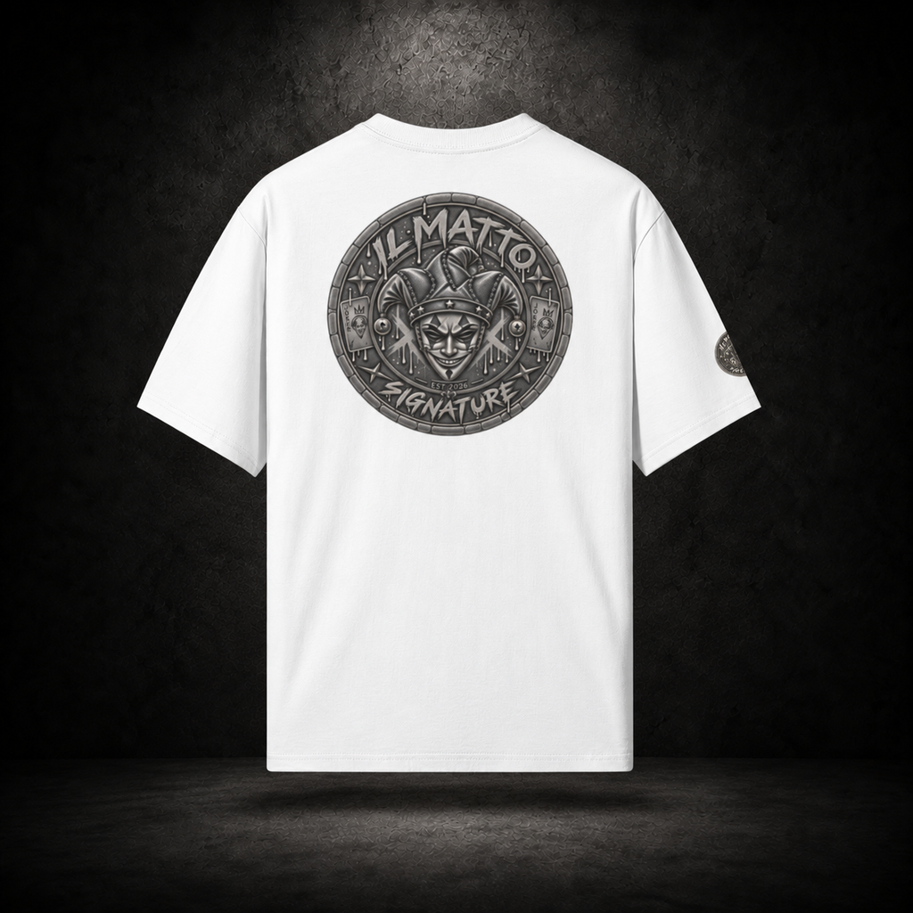 IL MATTO Signature Graffiti White Tee Back — charcoal studio