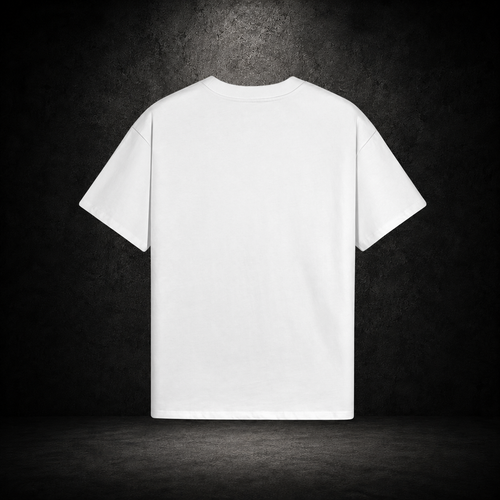 IL MATTO Everyday Tee White Silver blank back — branded backdrop