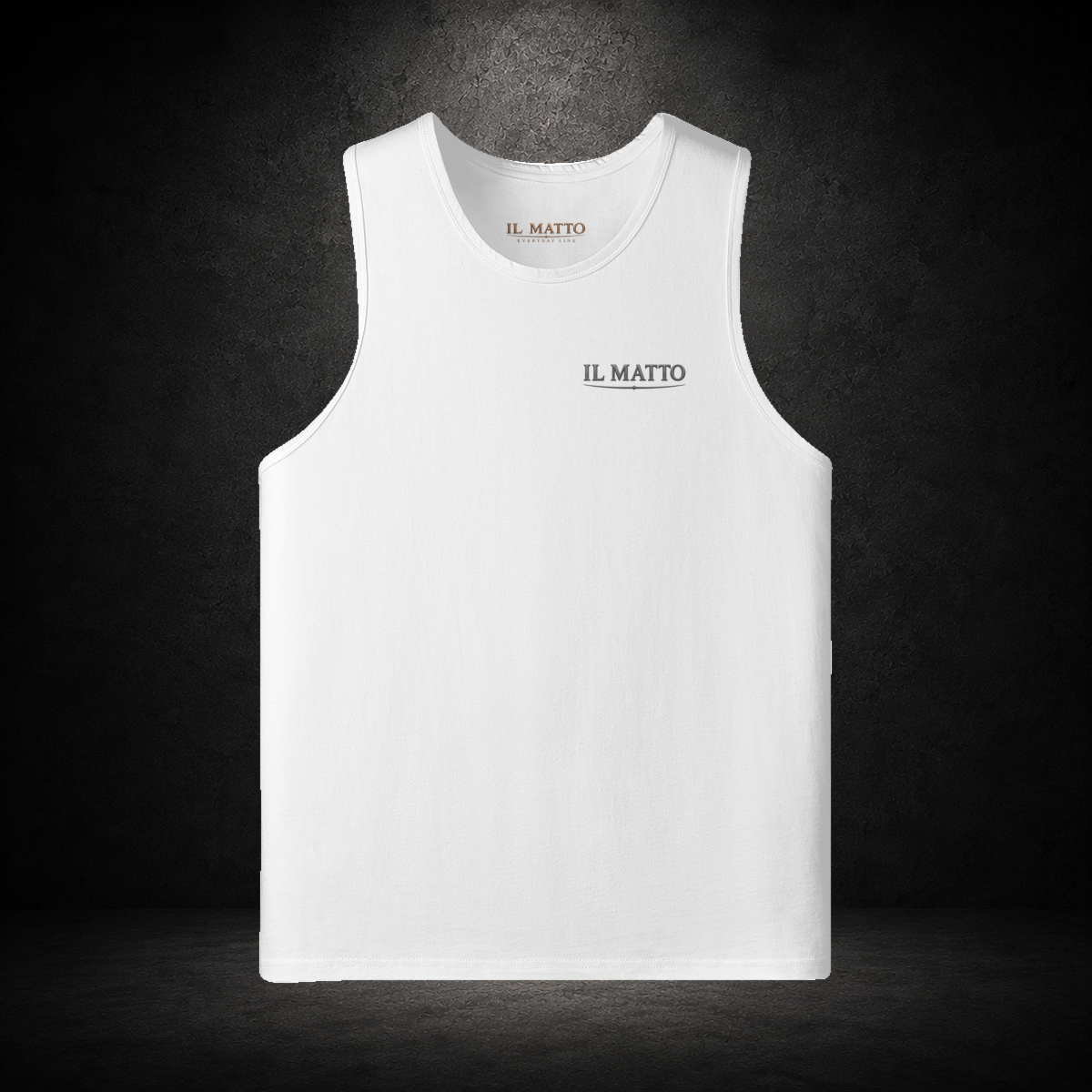 IL MATTO Everyday Singlet — White — front on charcoal studio background