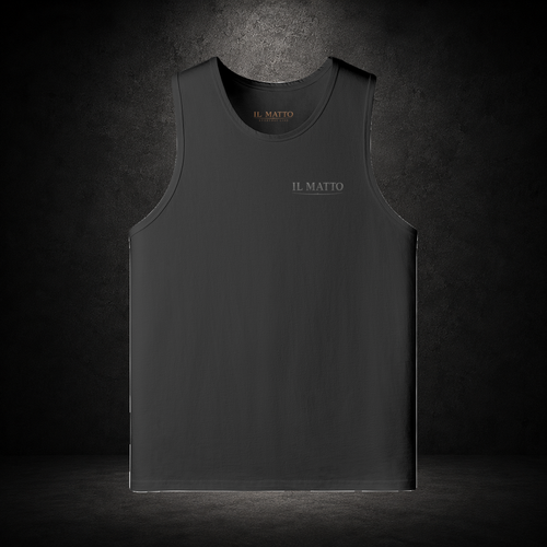 IL MATTO Everyday Singlet — Black — front on charcoal studio background
