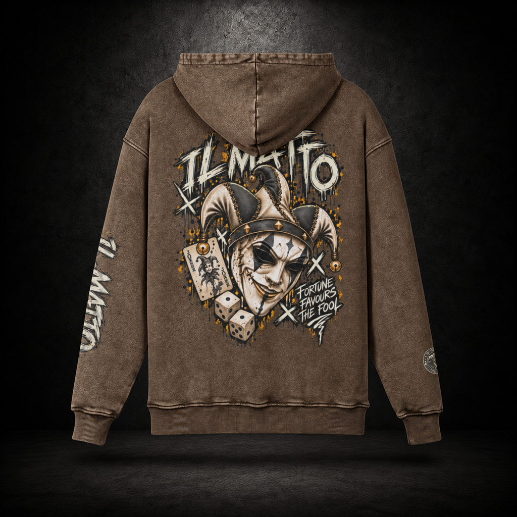 IL MATTO Premium Graffiti Faded Hoodie — brown back