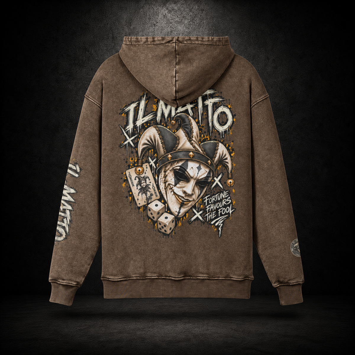 IL MATTO Premium Graffiti Faded Hoodie — brown back