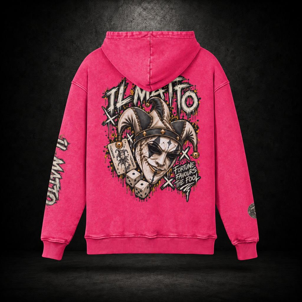 IL MATTO Premium Graffiti Faded Hoodie — dark pink back