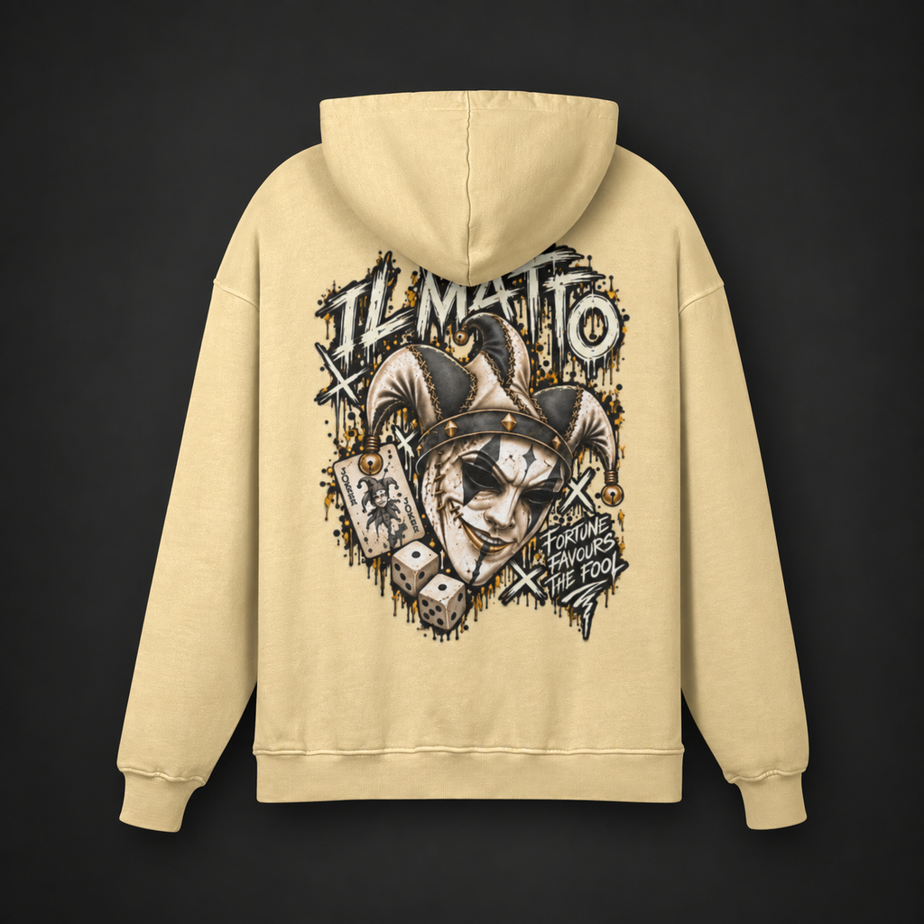 IL MATTO Premium Graffiti Hoodie in desert sand — back view