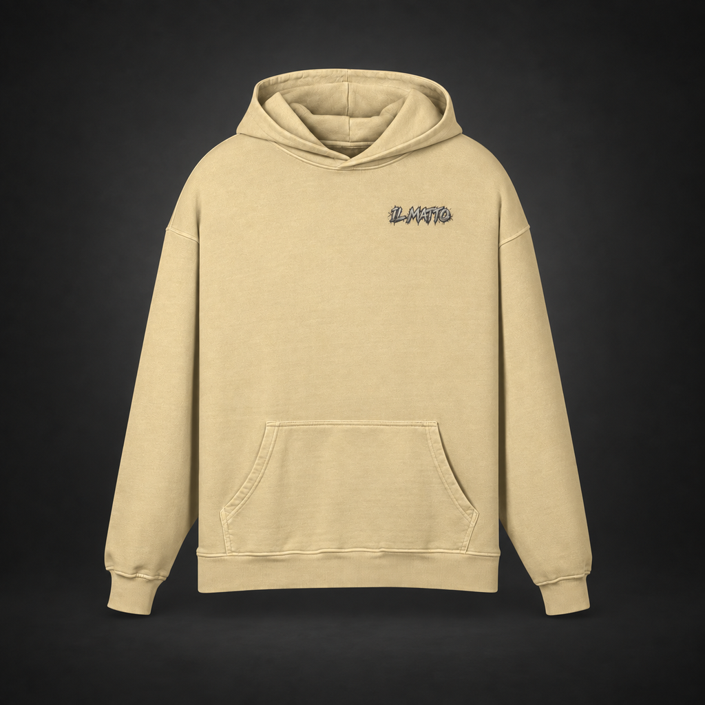 IL MATTO Premium Graffiti Hoodie in desert sand — front view