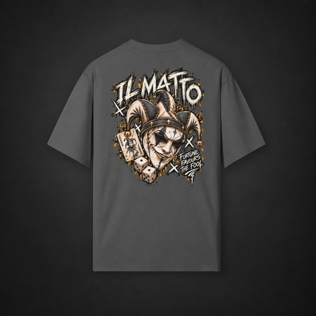 IL MATTO Premium Graffiti Tee — Carbon Gray back view