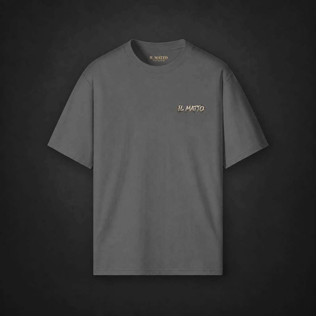 IL MATTO Premium Graffiti Tee — Carbon Gray front view