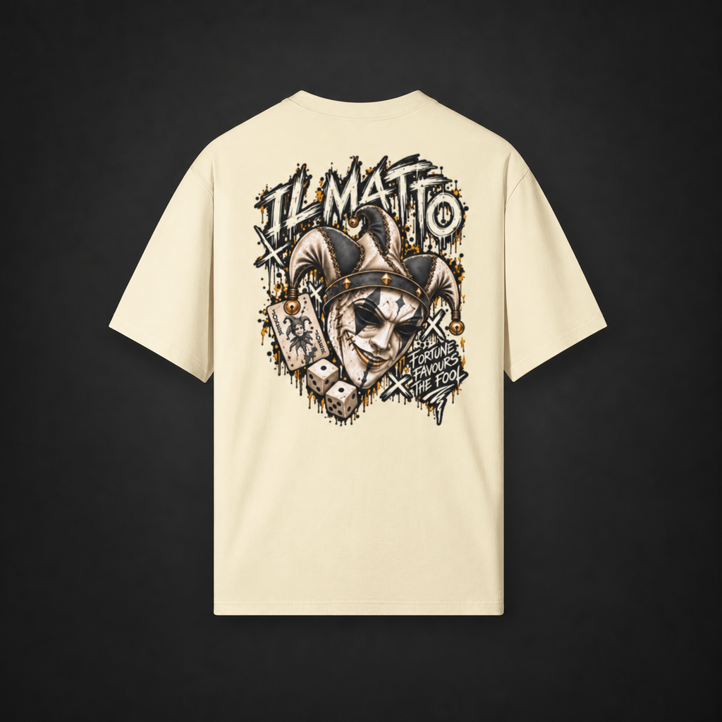 IL MATTO Premium Graffiti Tee — Beige back view