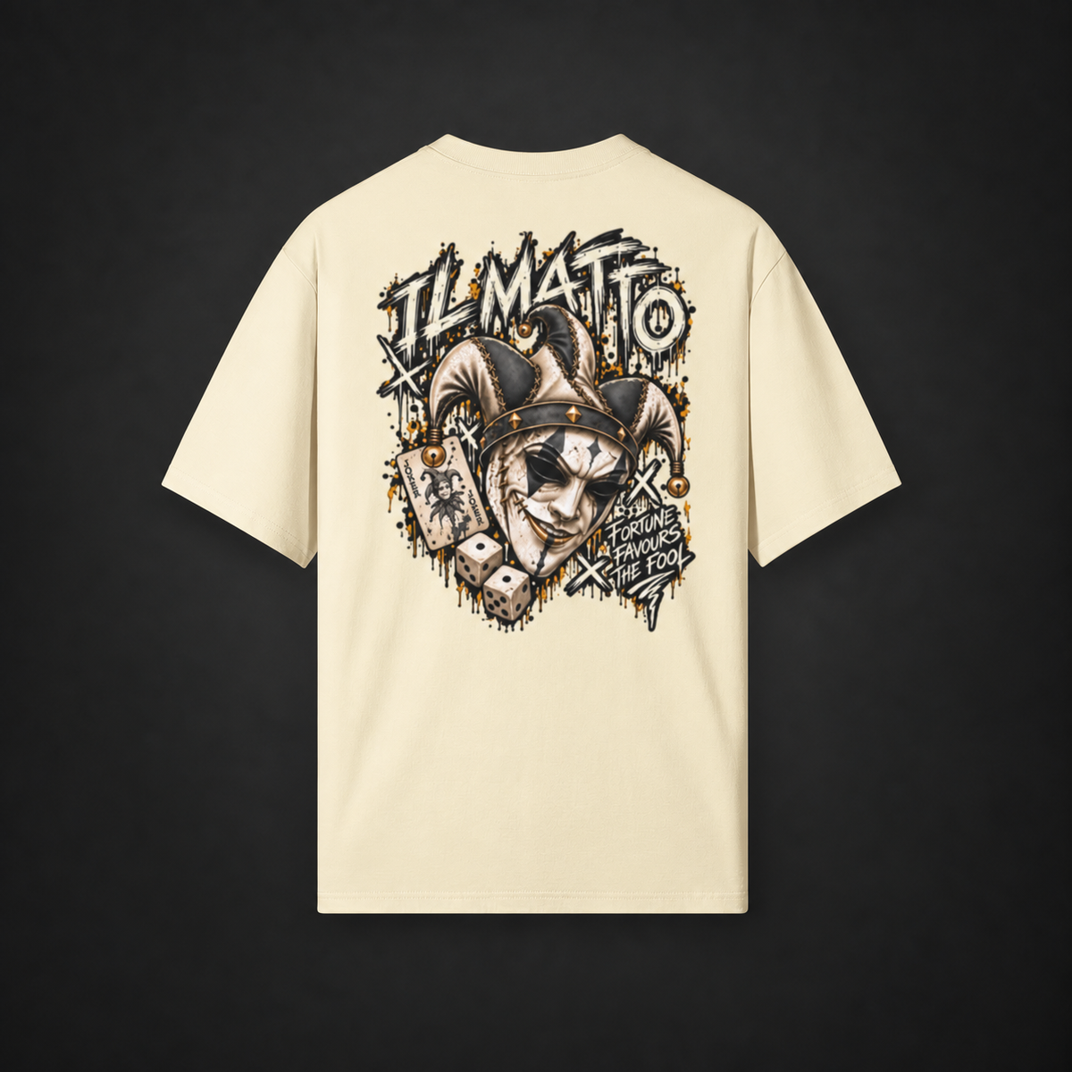 IL MATTO Premium Graffiti Tee — Beige back view