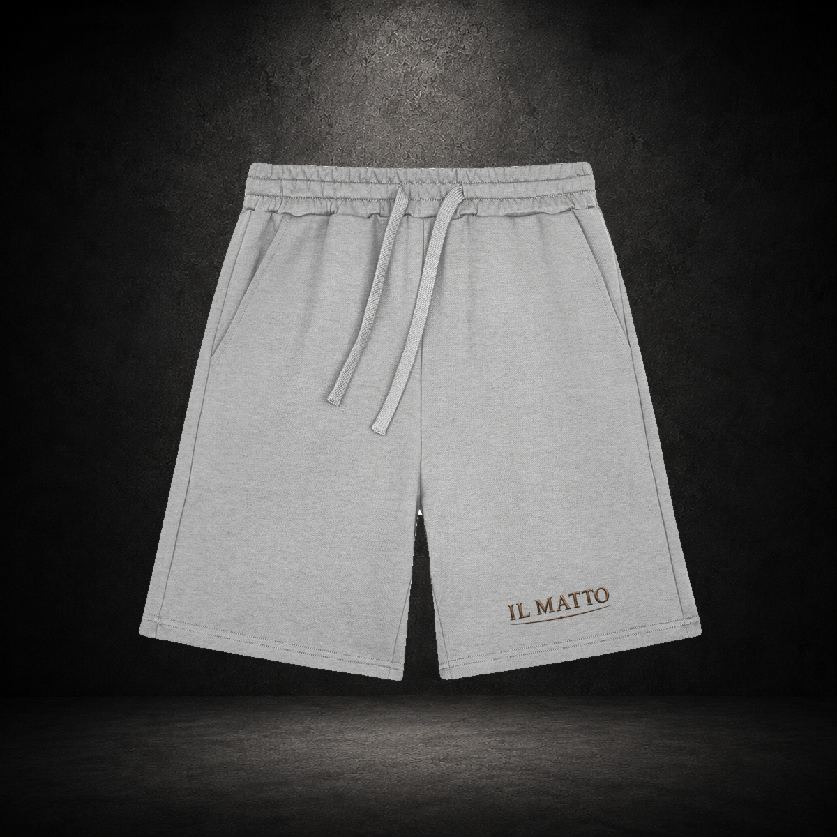 IL MATTO Premium Wordmark Sweat Shorts — Heather Grey — front