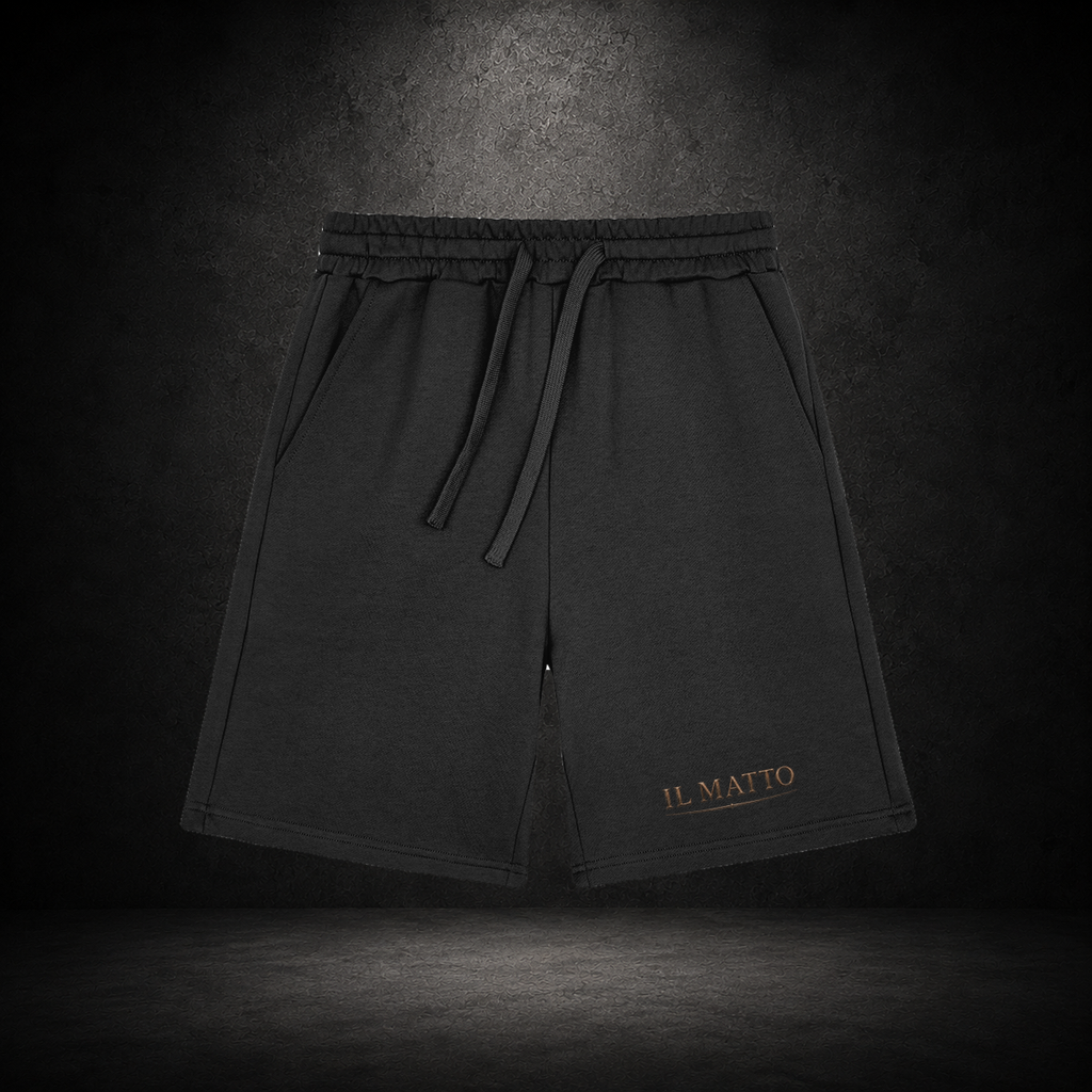 IL MATTO Premium Wordmark Sweat Shorts — Black — front