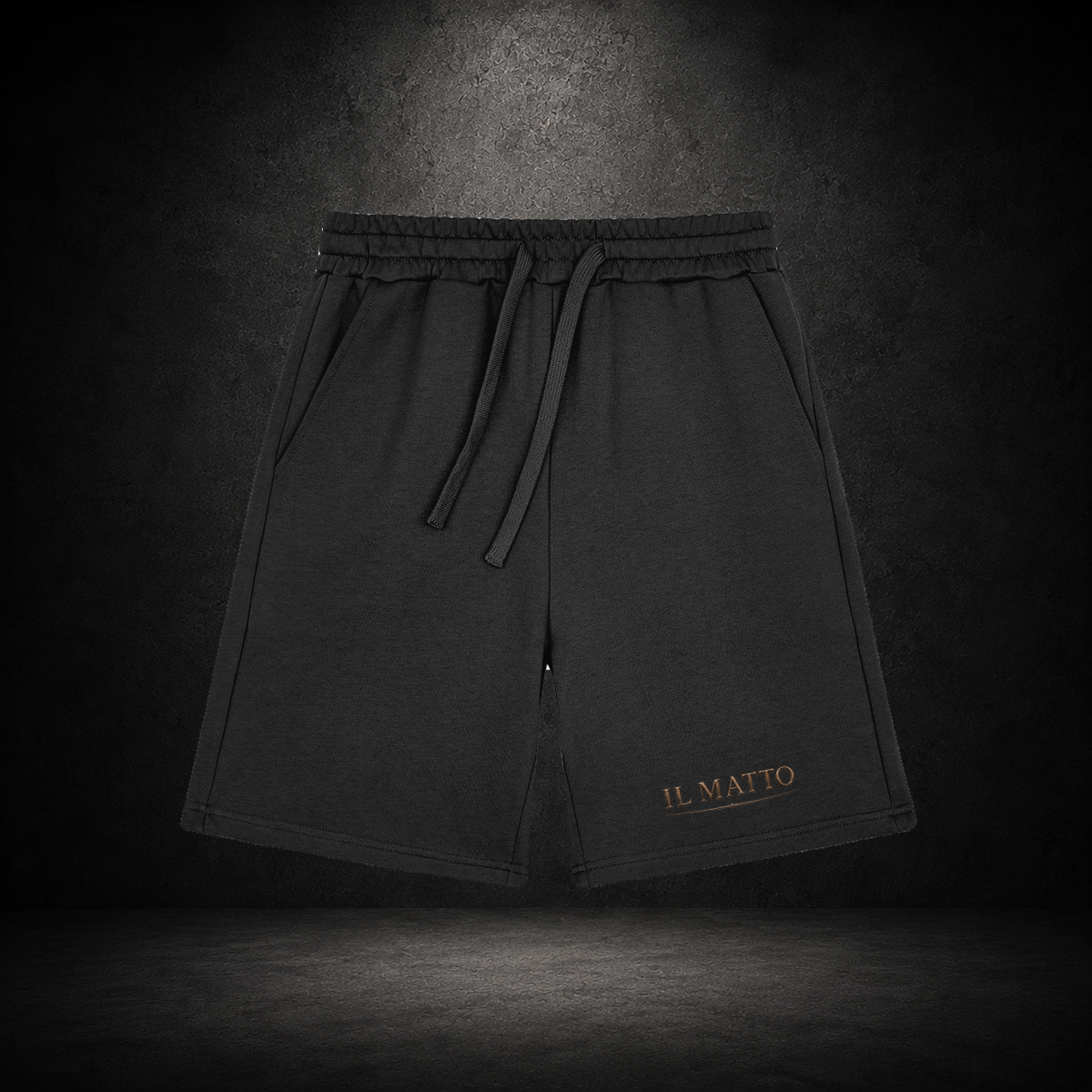IL MATTO Premium Wordmark Sweat Shorts — Black — front