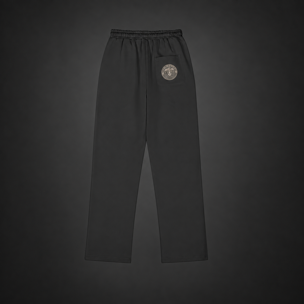 IL MATTO Premium Sweatpants — Black — back on charcoal studio background