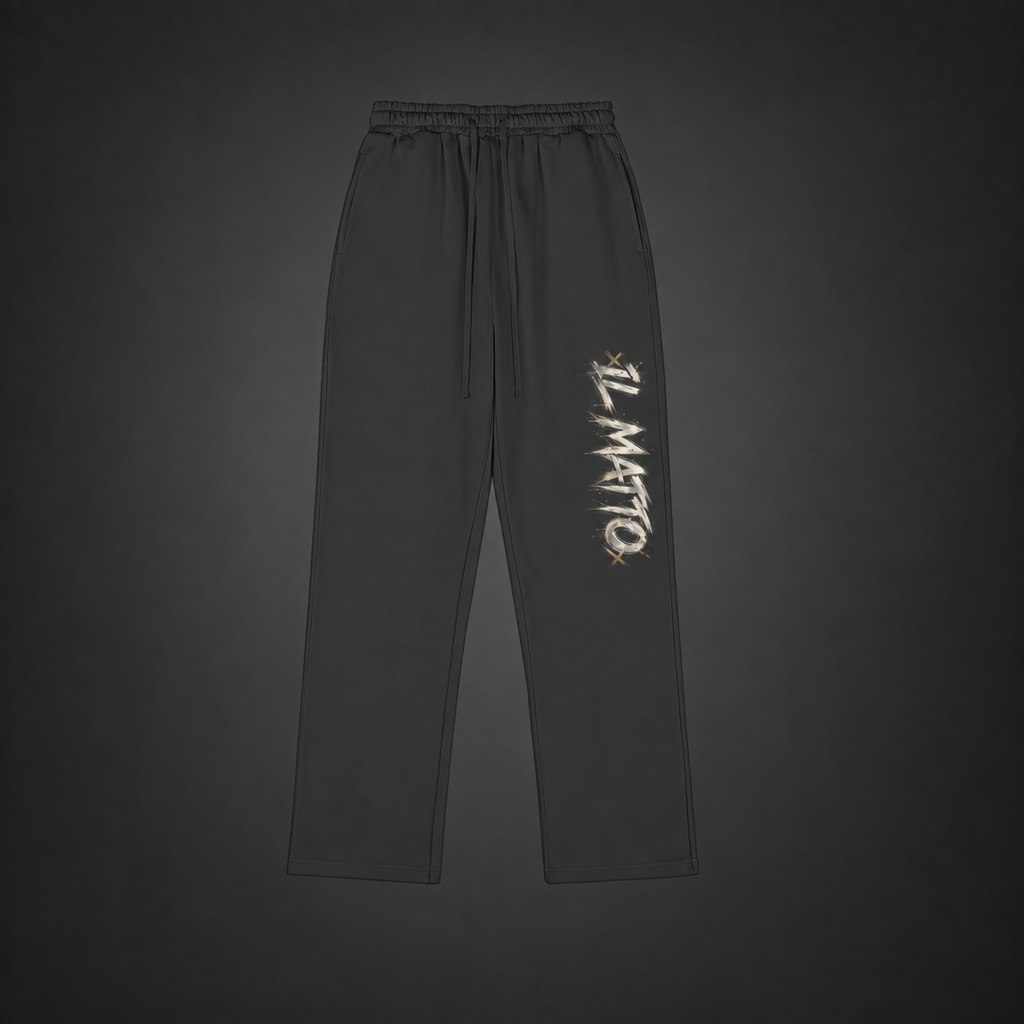 IL MATTO Premium Sweatpants — Black — front on charcoal studio background