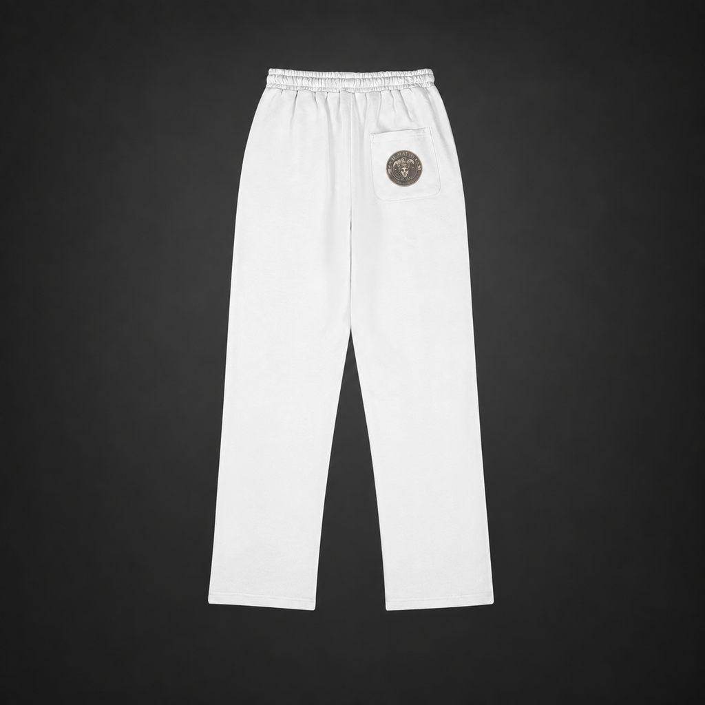 IL MATTO Premium Sweatpants — White — back on charcoal studio background