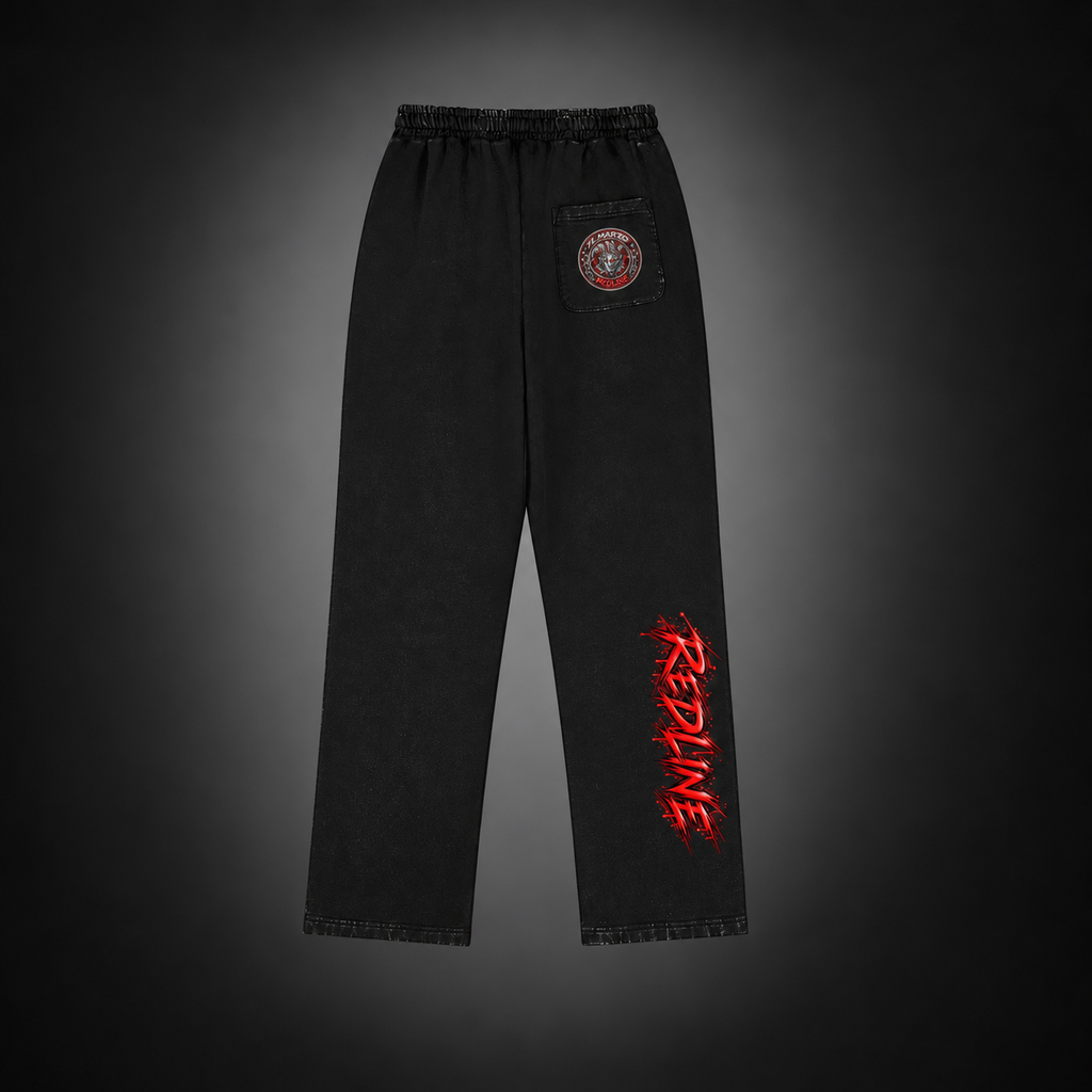 IL MATTO REDLINE 420 GSM faded-black sweatpants, rear on charcoal background