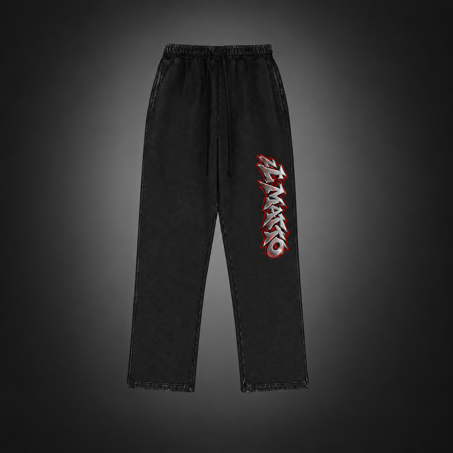 IL MATTO Signature Sweatpants — REDLINE — IL MATTO REDLINE 420 GSM faded-black sweatpants, front on charcoal background