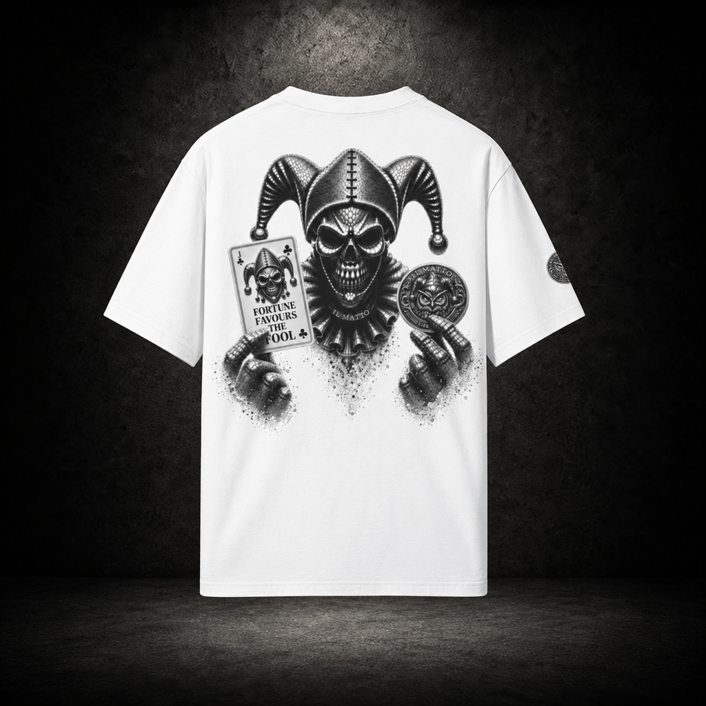 IL MATTO Signature Tee — white back on charcoal studio background