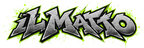 IL MATTO sharp graffiti wordmark in distressed silver with Venom green accents