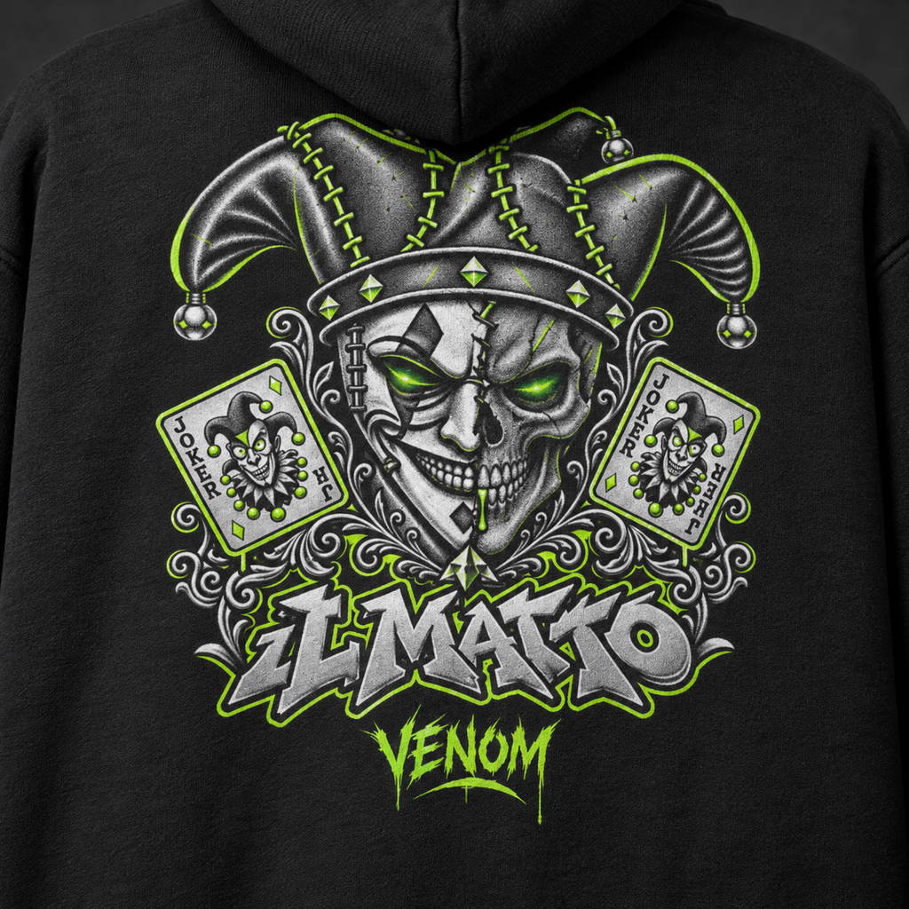 IL MATTO Signature VENOM hoodie — back artwork close-up