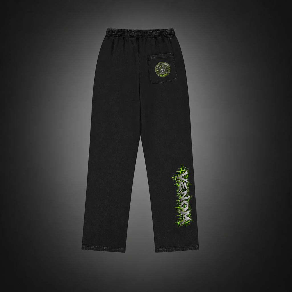 IL MATTO VENOM 420 GSM faded-black sweatpants, rear on charcoal background
