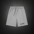 IL MATTO Graffiti Sweat Shorts — heather grey — front view