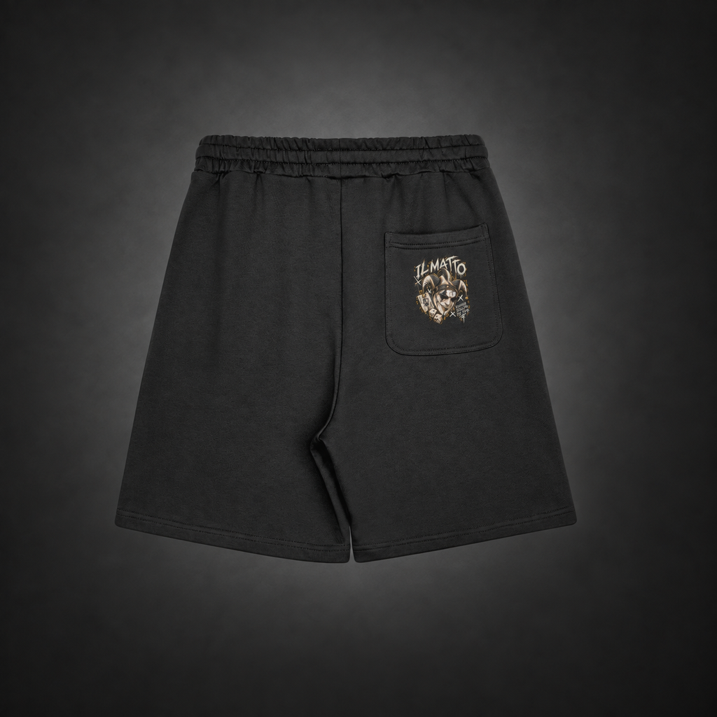 IL MATTO Graffiti Sweat Shorts — black — back view
