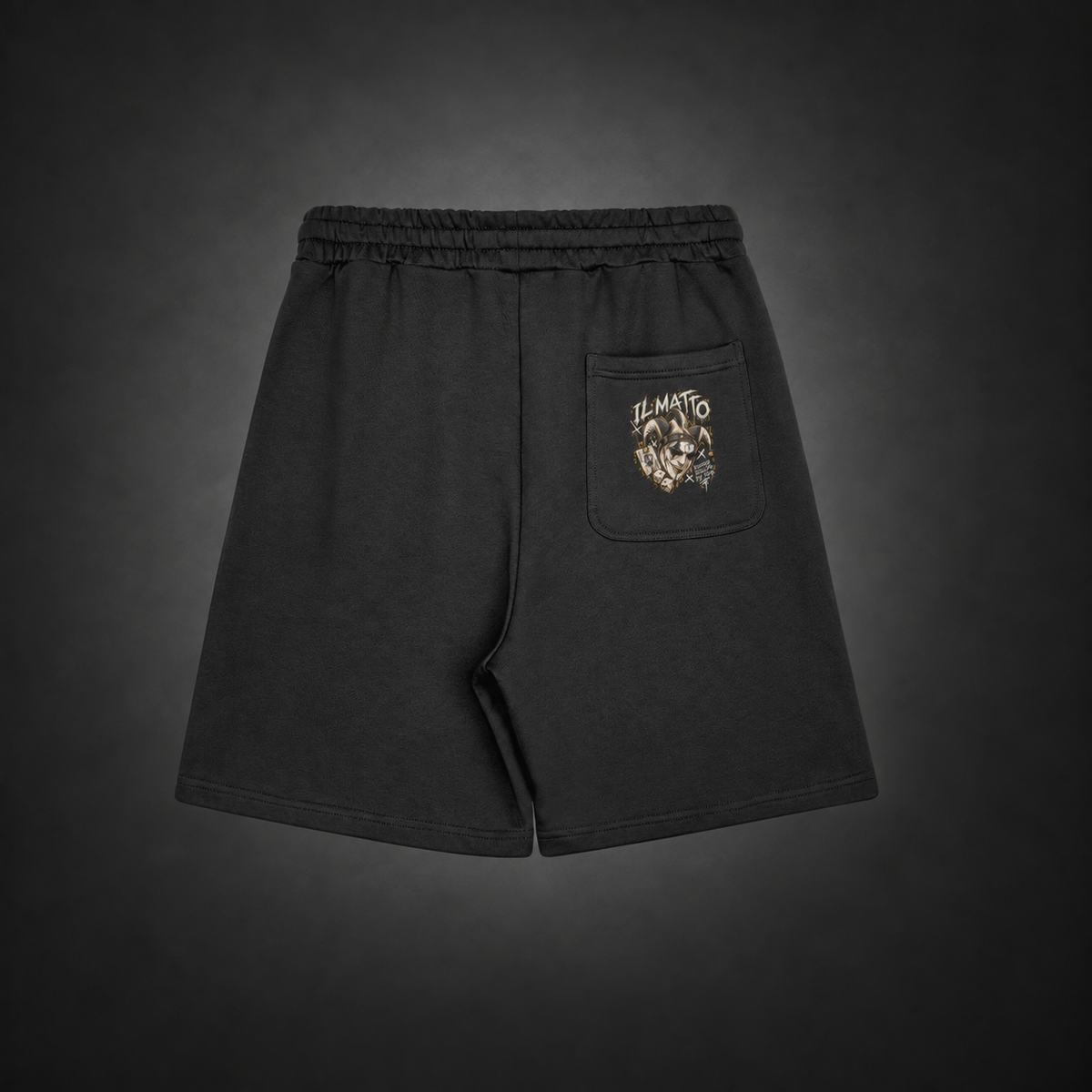 IL MATTO Graffiti Sweat Shorts — black — back view