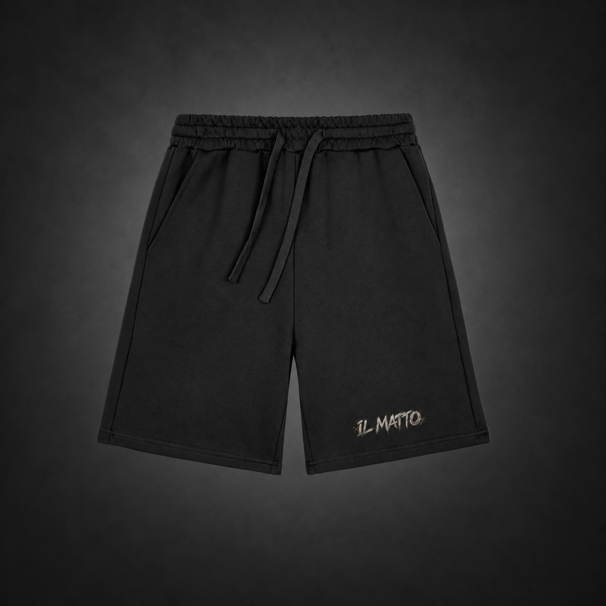 IL MATTO Graffiti Sweat Shorts — black — front view