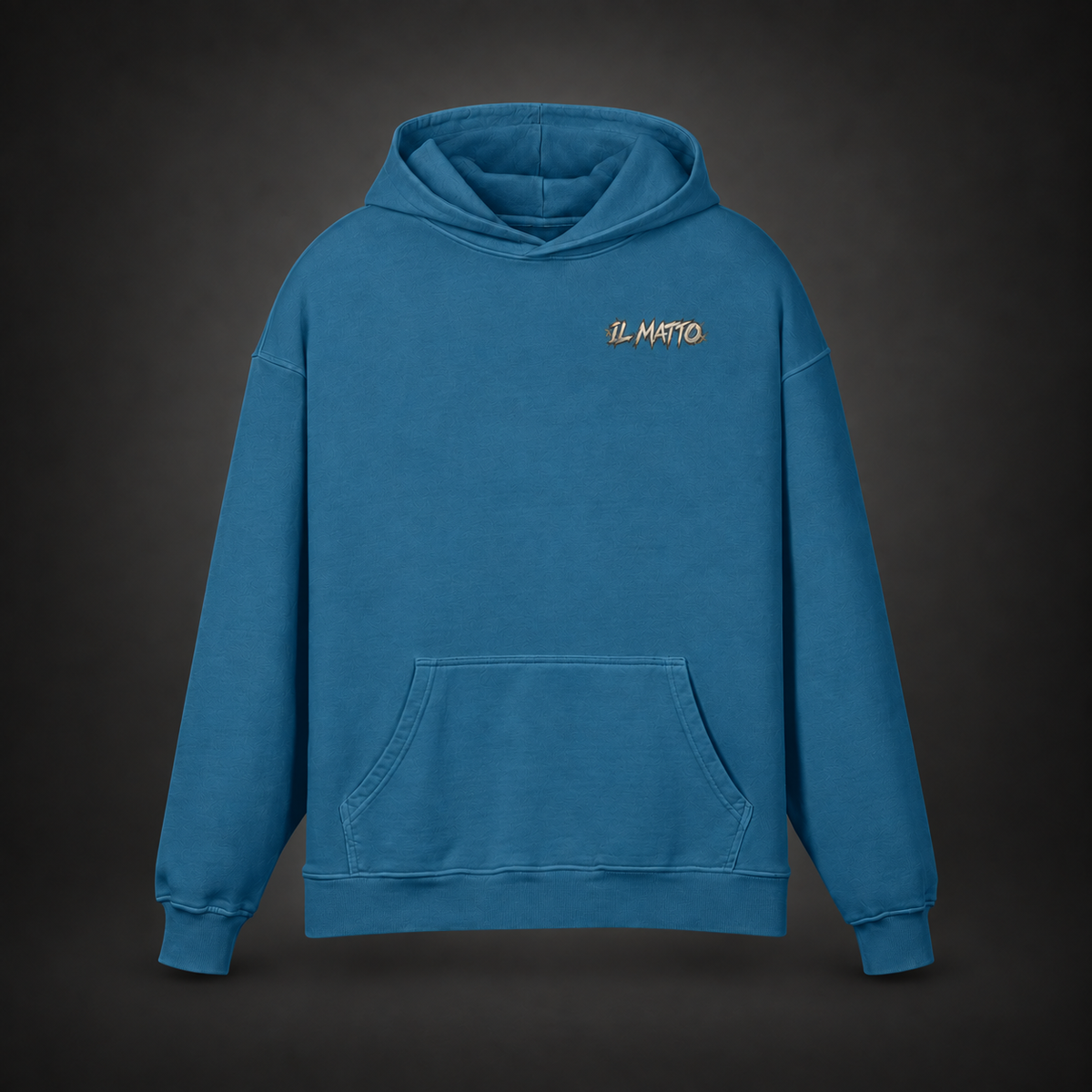 IL MATTO Premium Graffiti Hoodie — kashmir blue front on charcoal studio background