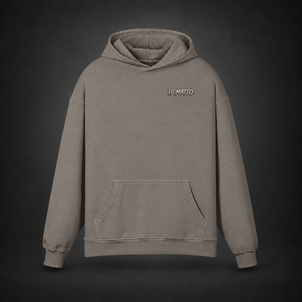 IL MATTO Premium Graffiti Hoodie — friar gray front on charcoal studio background