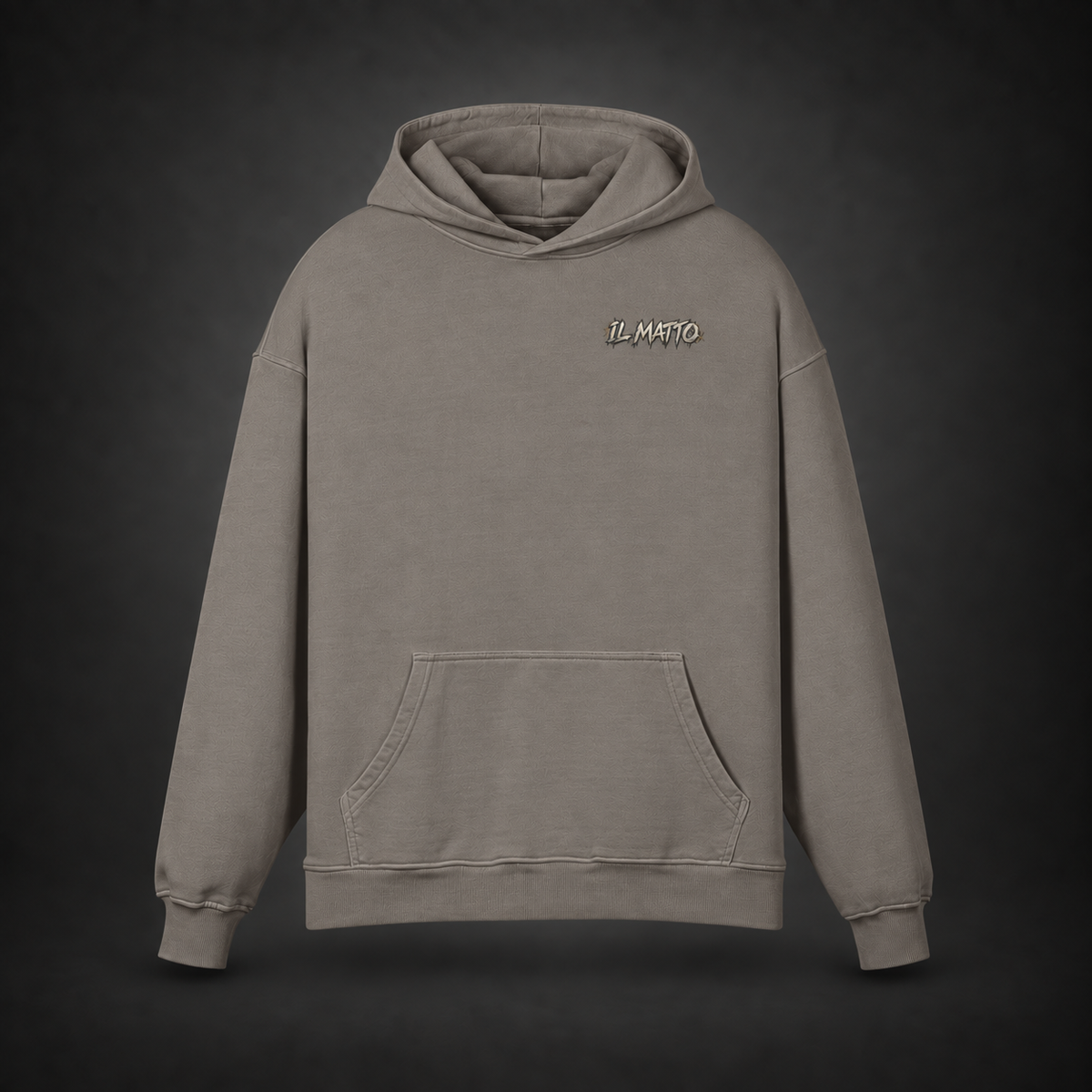 IL MATTO Premium Graffiti Hoodie — friar gray front on charcoal studio background